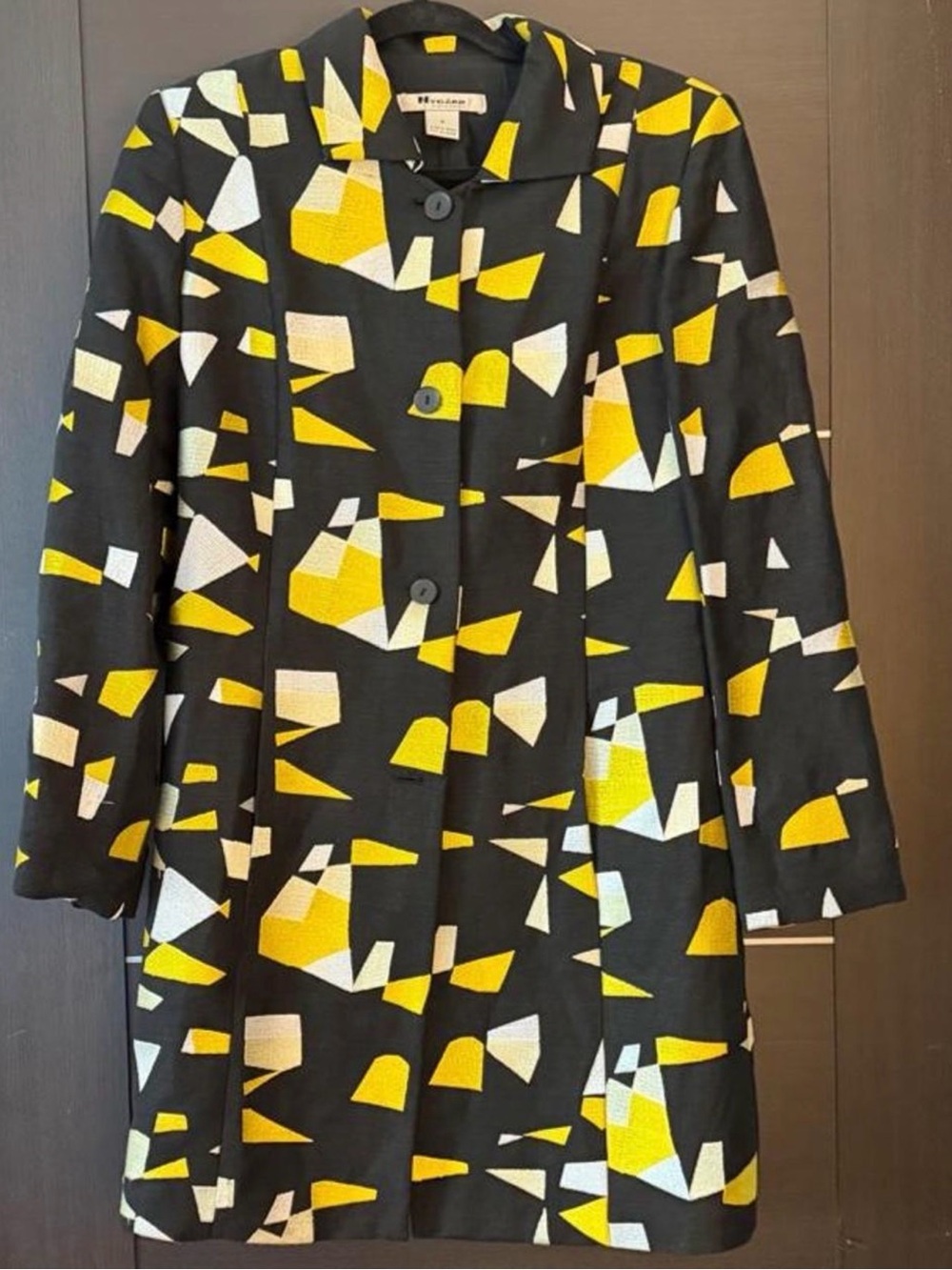 Nycard Collection Geometric Print Long Blazer Coat Women’s Size 8
